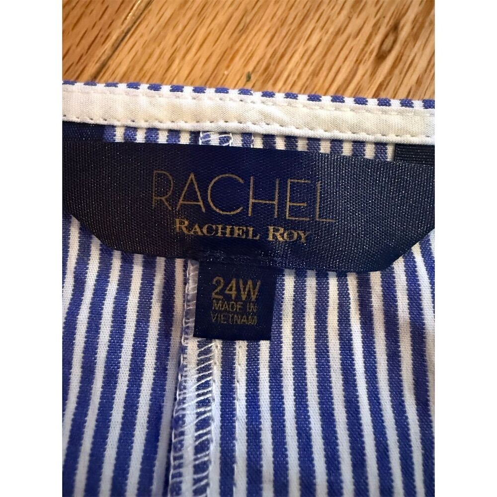 Rachel Rachel Roy Plus 24W Blue Striped Sabrina Dress Knee Length - Picture 8 of 12